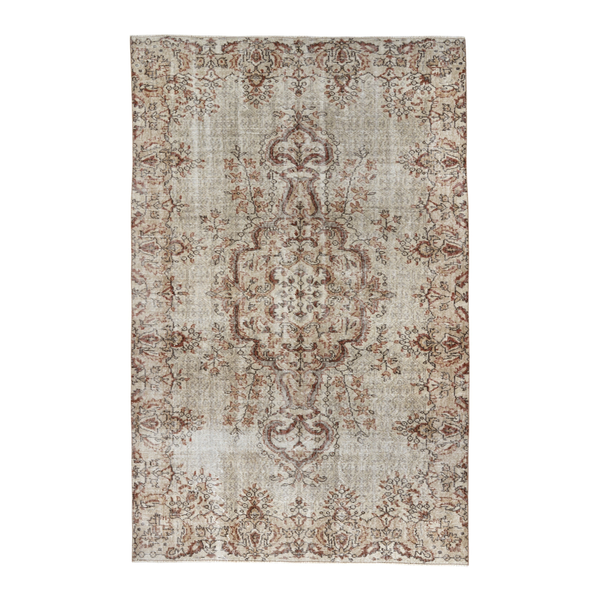 Turkish Isparta area rug in cream and terracotta, 5'9" x 8'11"