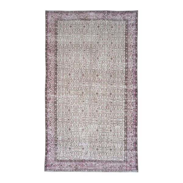 Turkish Manisa area rug in cream and muted pink, 5'10" x 10'4"