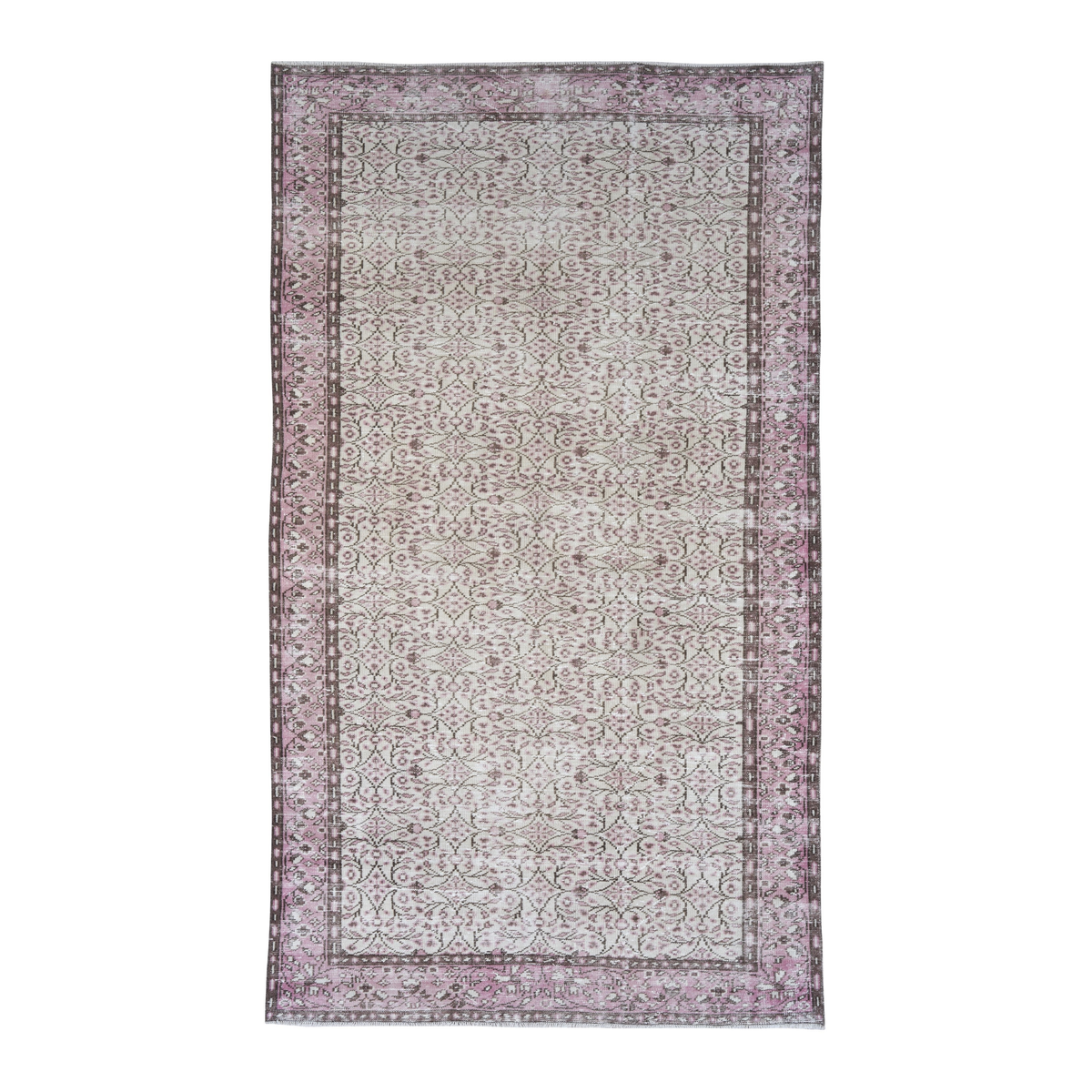 Turkish Manisa area rug in cream and muted pink, 5'10" x 10'4"