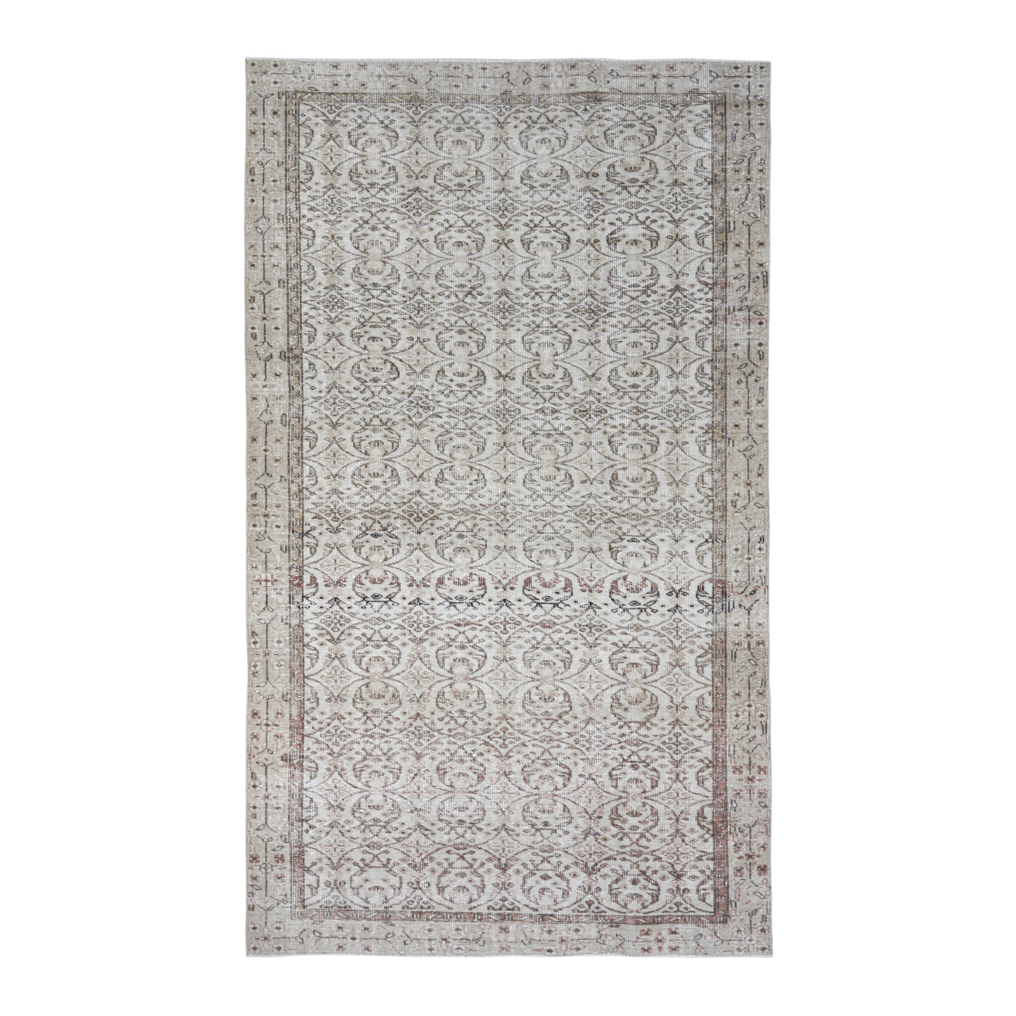 Turkish Isparta area rug in ivory and greige, 5'2" x 8'11"