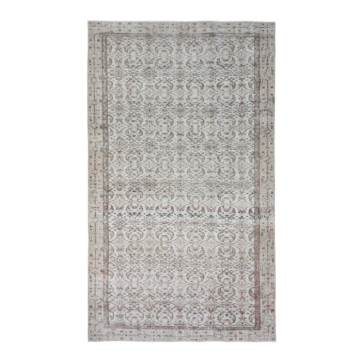 Turkish Isparta area rug in ivory and greige, 5'2" x 8'11"