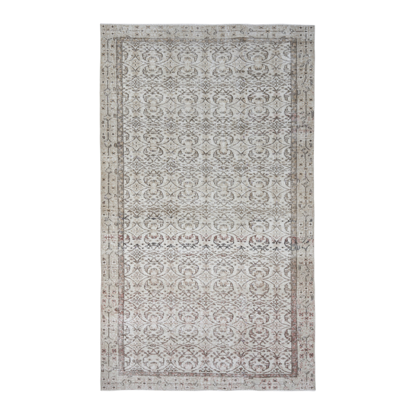 Turkish Isparta area rug in ivory and greige, 5'2" x 8'11"