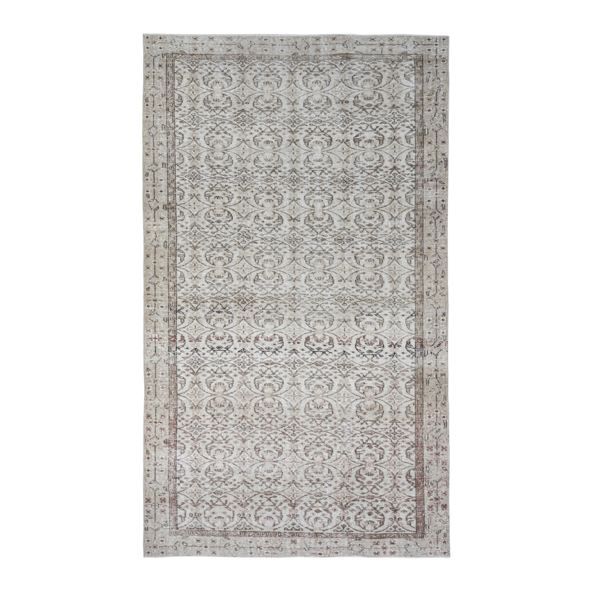 Turkish Isparta area rug in ivory and greige, 5'2" x 8'11"