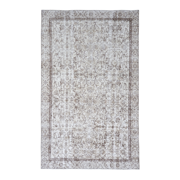 Turkish Isparta area rug in cream and greige, 5'3" x 8'9"