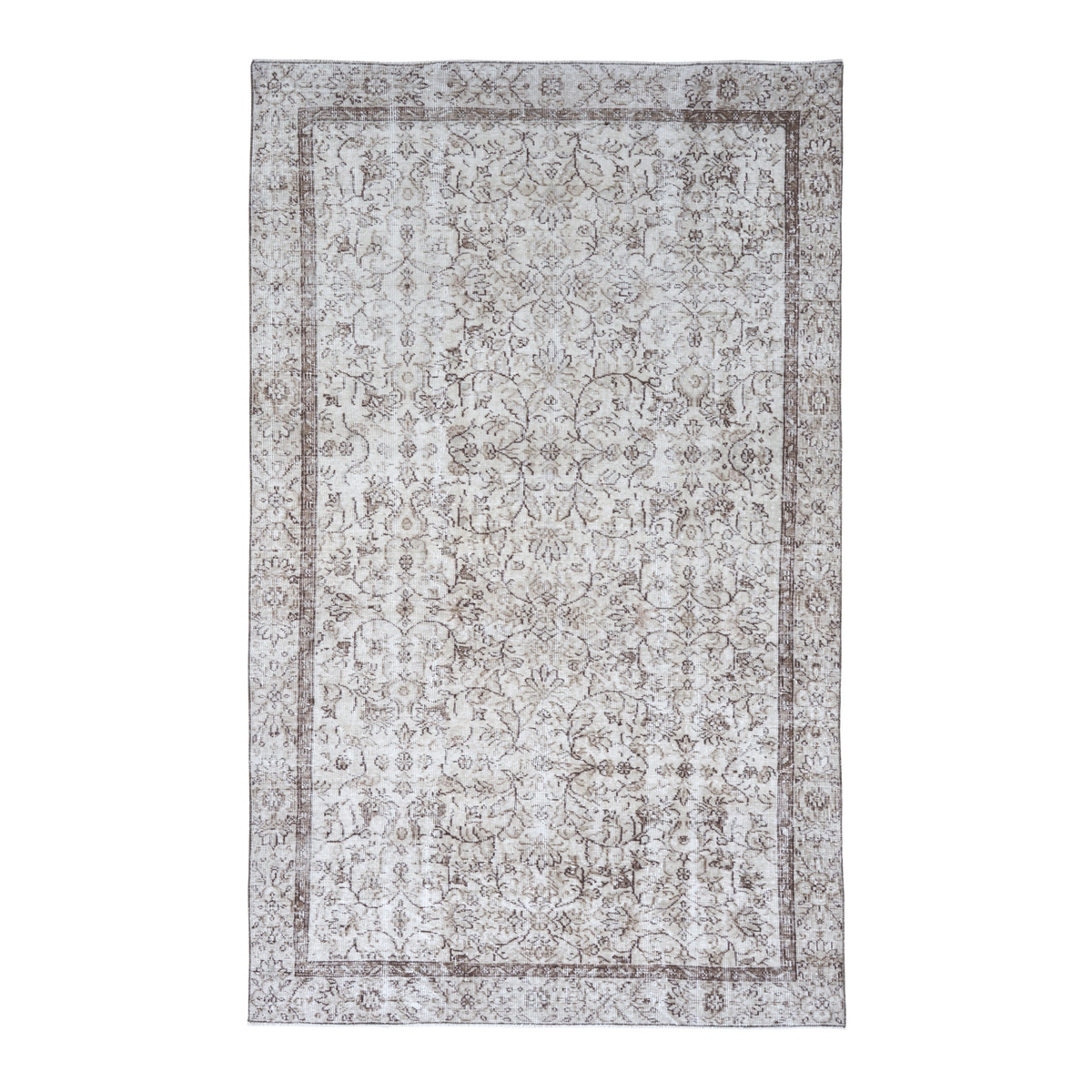 Turkish Isparta area rug in cream and greige, 5'3" x 8'9"