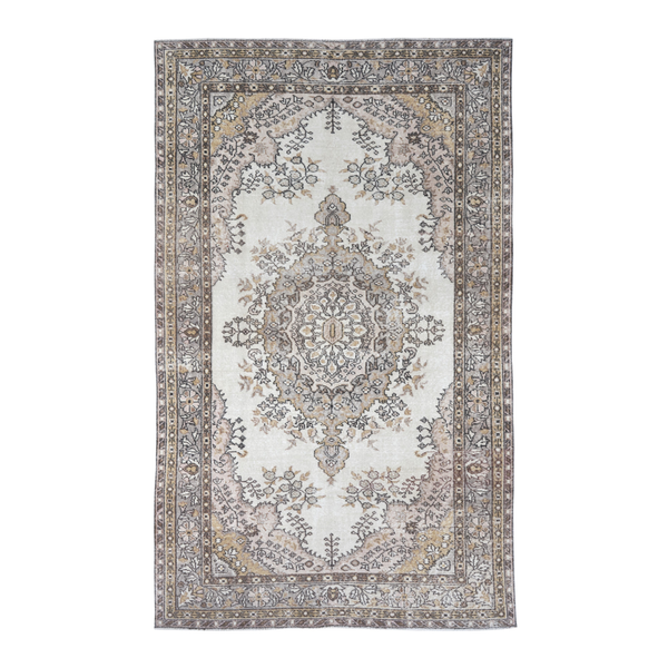 Turkish Isparta area rug in cream and taupe, 5'5" x 8'11"