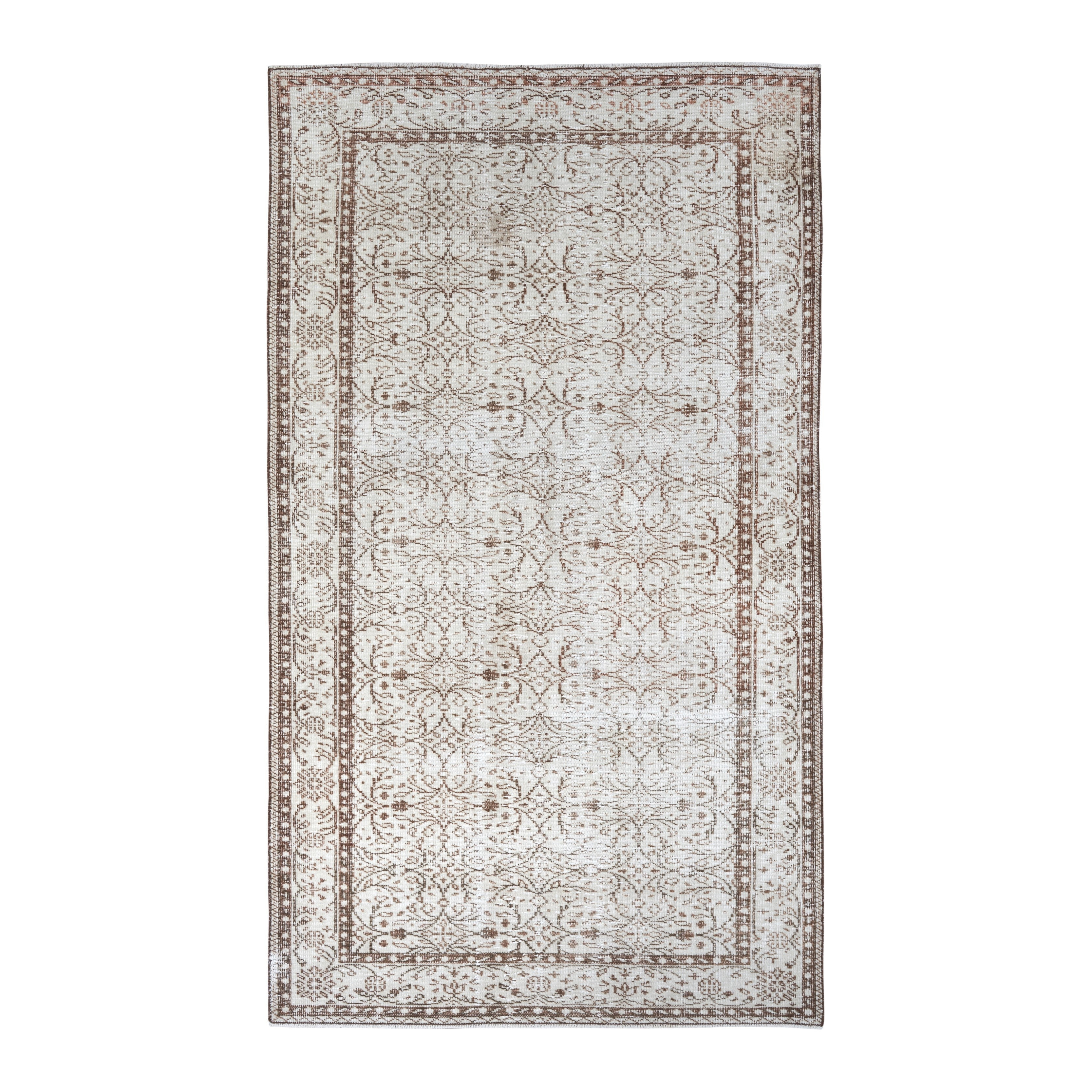 Turkish Manisa area rug in cream and taupe, 4'11" x 8'6"