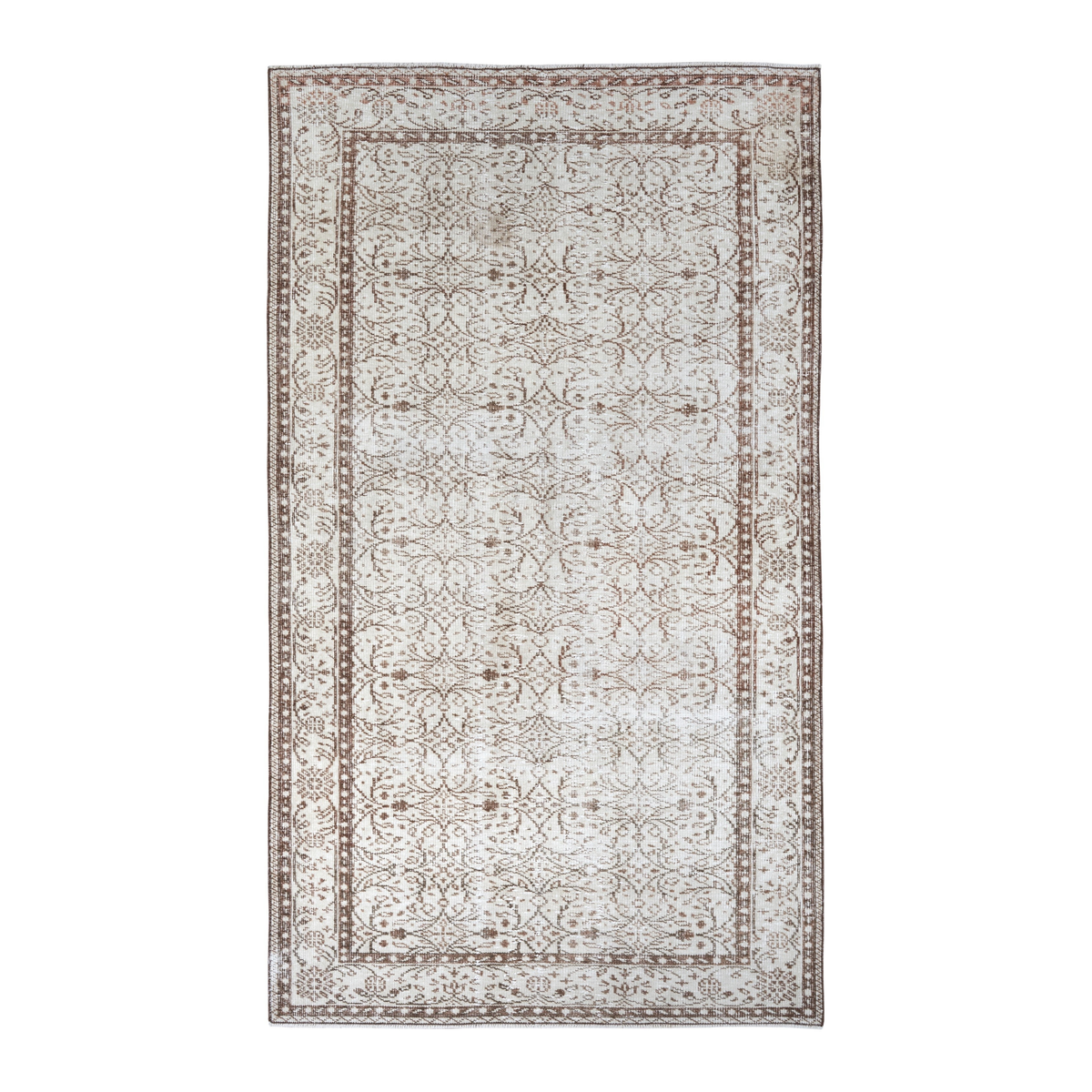 Turkish Manisa area rug in cream and taupe, 4'11" x 8'6"