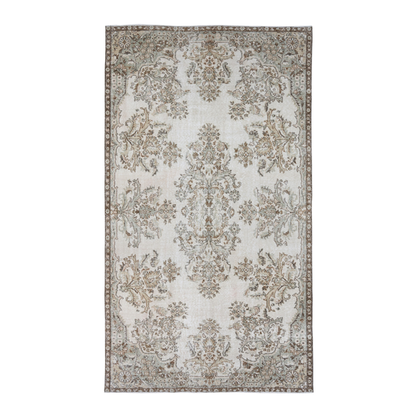 Turkish Isparta area rug in ivory and taupe, 5'5" x 9'7"
