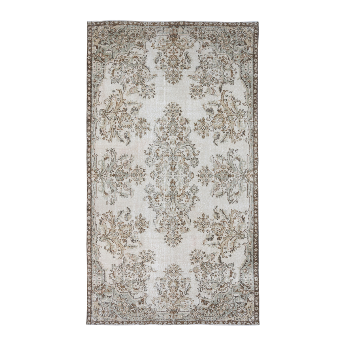 Turkish Isparta area rug in ivory and taupe, 5'5" x 9'7"