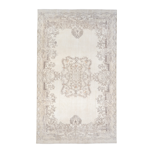 Turkish Isparta area rug in cream and greige, 6'1" x 10'2"