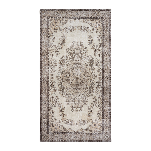 Turkish Isparta area rug in cream and greige, 5'7" x 10'6"