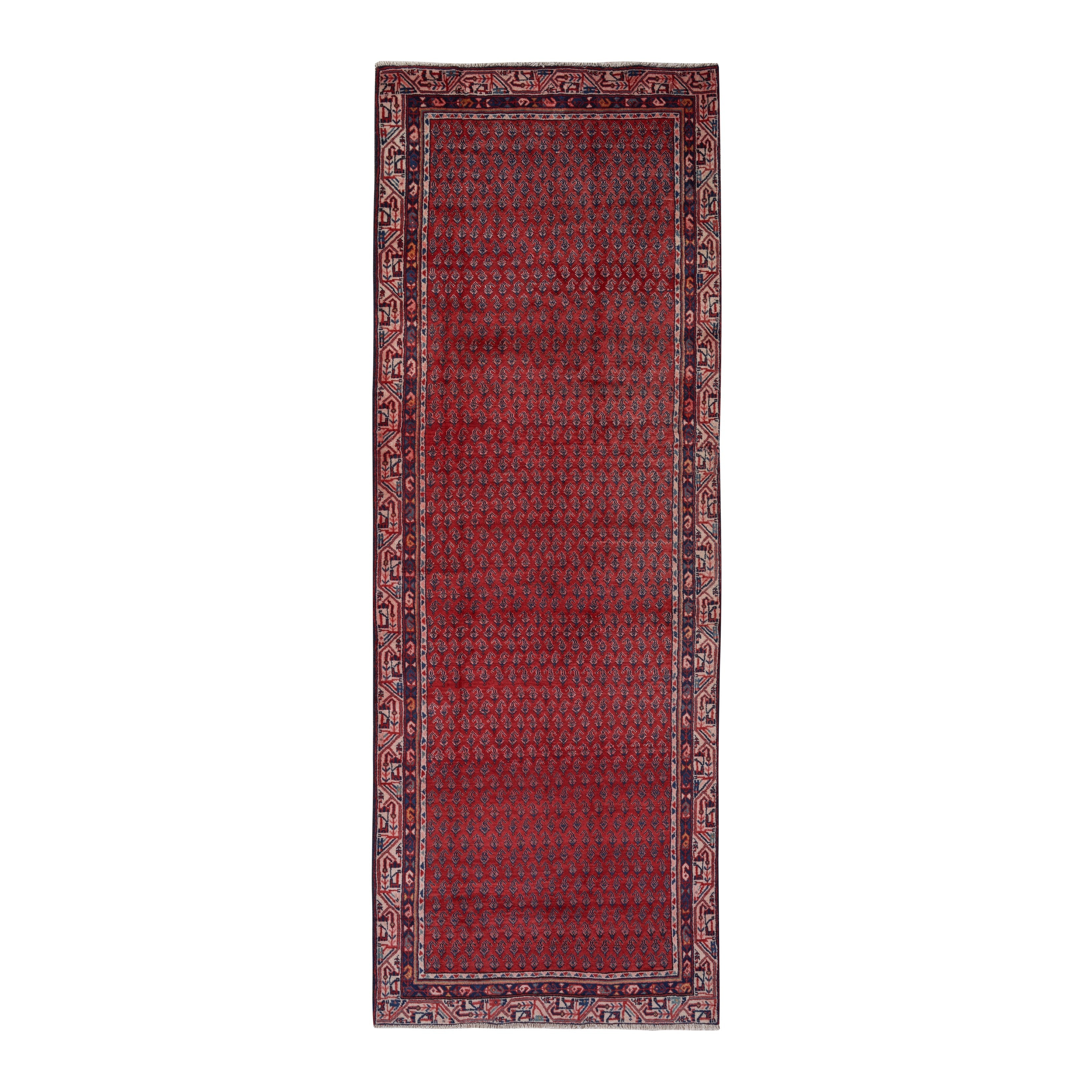 Persian Arak runner rug in deep red and burgundy, 3'11" x 10'9"
