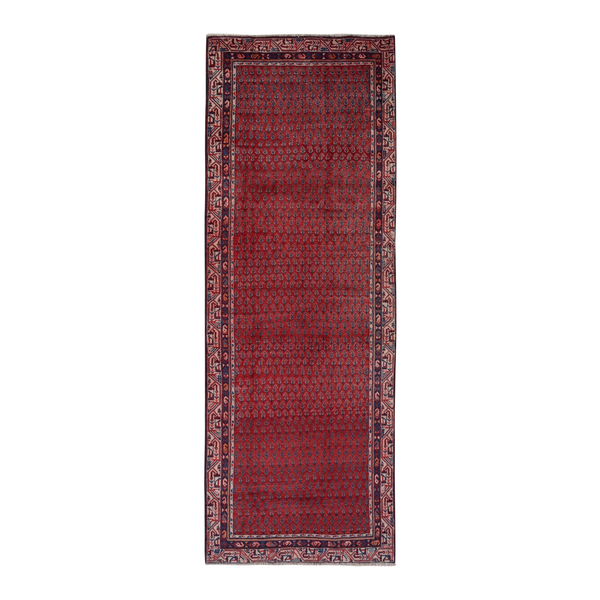 Persian Arak runner rug in deep red and burgundy, 3'11" x 10'9"