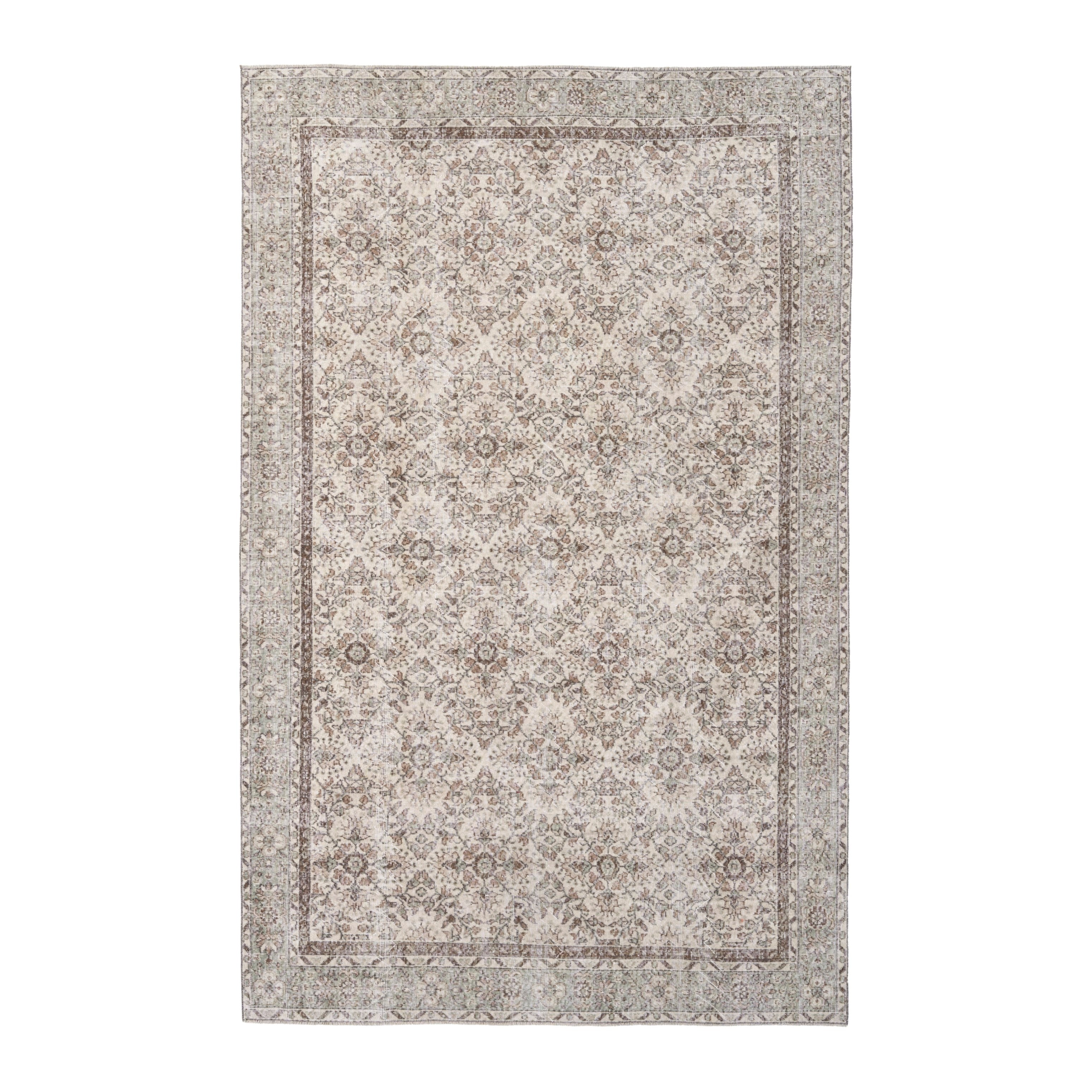 Turkish Isparta area rug in greige and taupe, 6'8" x 10'2"