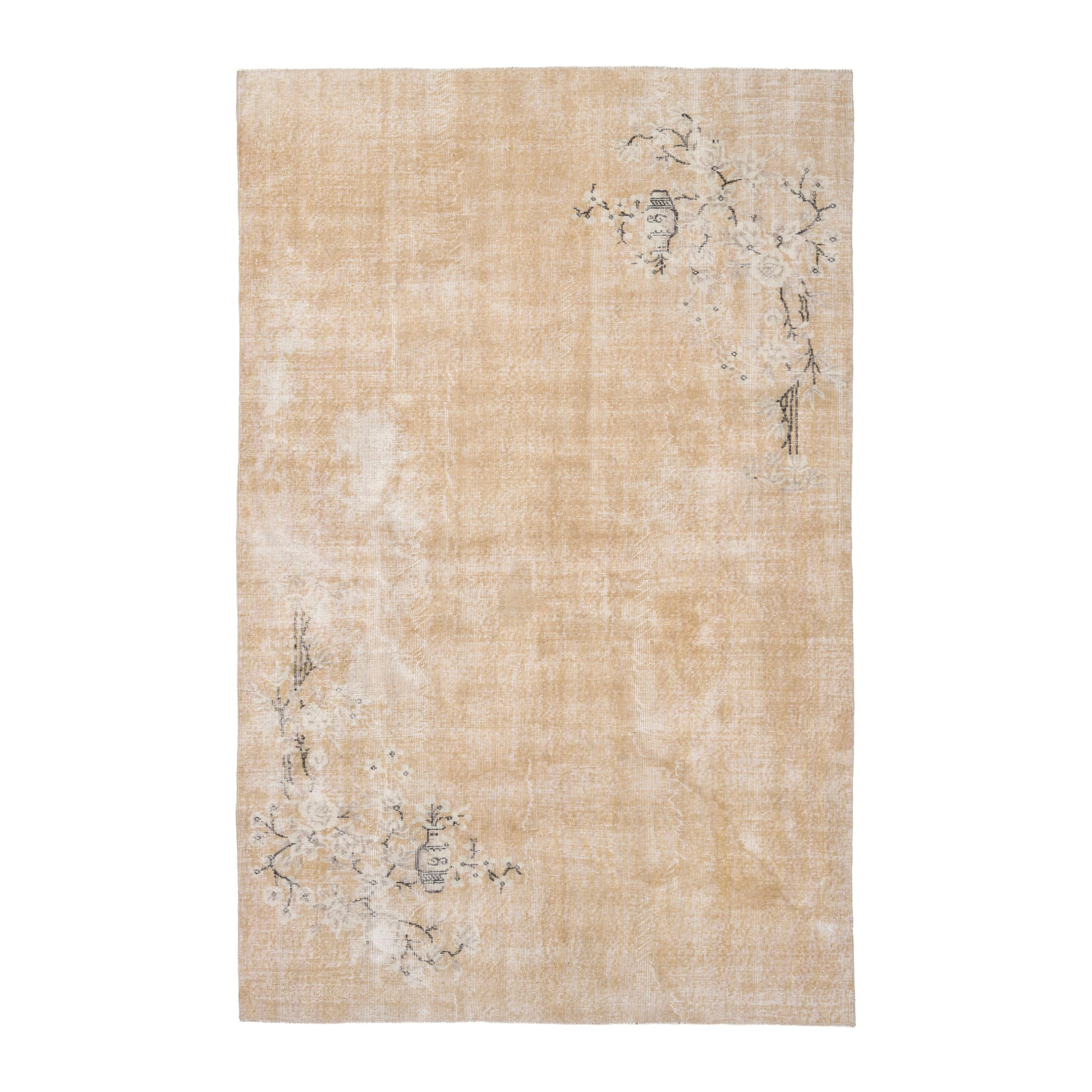 Turkish Isparta area rug in beige and greige, 6'5" x 10'1"