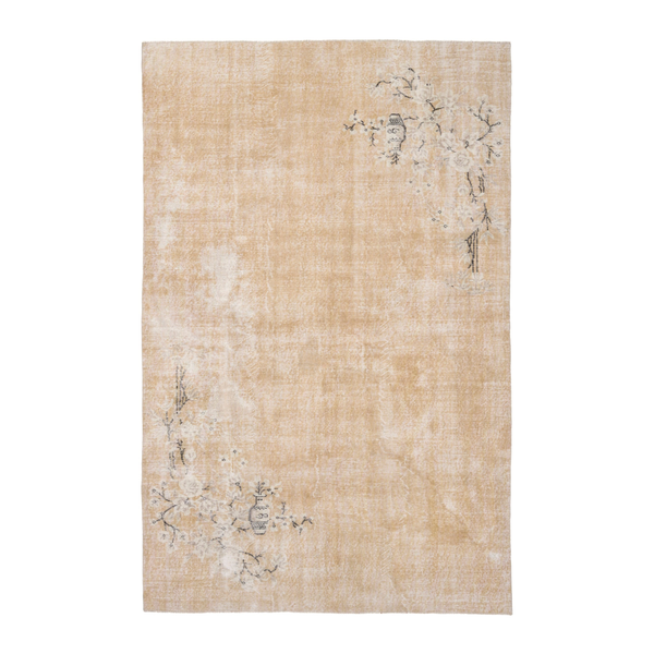 Turkish Isparta area rug in beige and greige, 6'5" x 10'1"