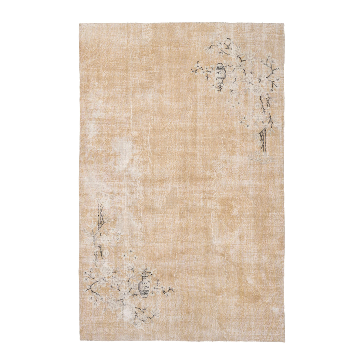 Turkish Isparta area rug in beige and greige, 6'5" x 10'1"