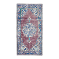 Turkish Isparta runner rug in dusty rose and navy, 2'11" x 6'1"