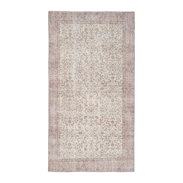 Turkish Isparta area rug in cream and muted pink, 3'7" x 6'9"