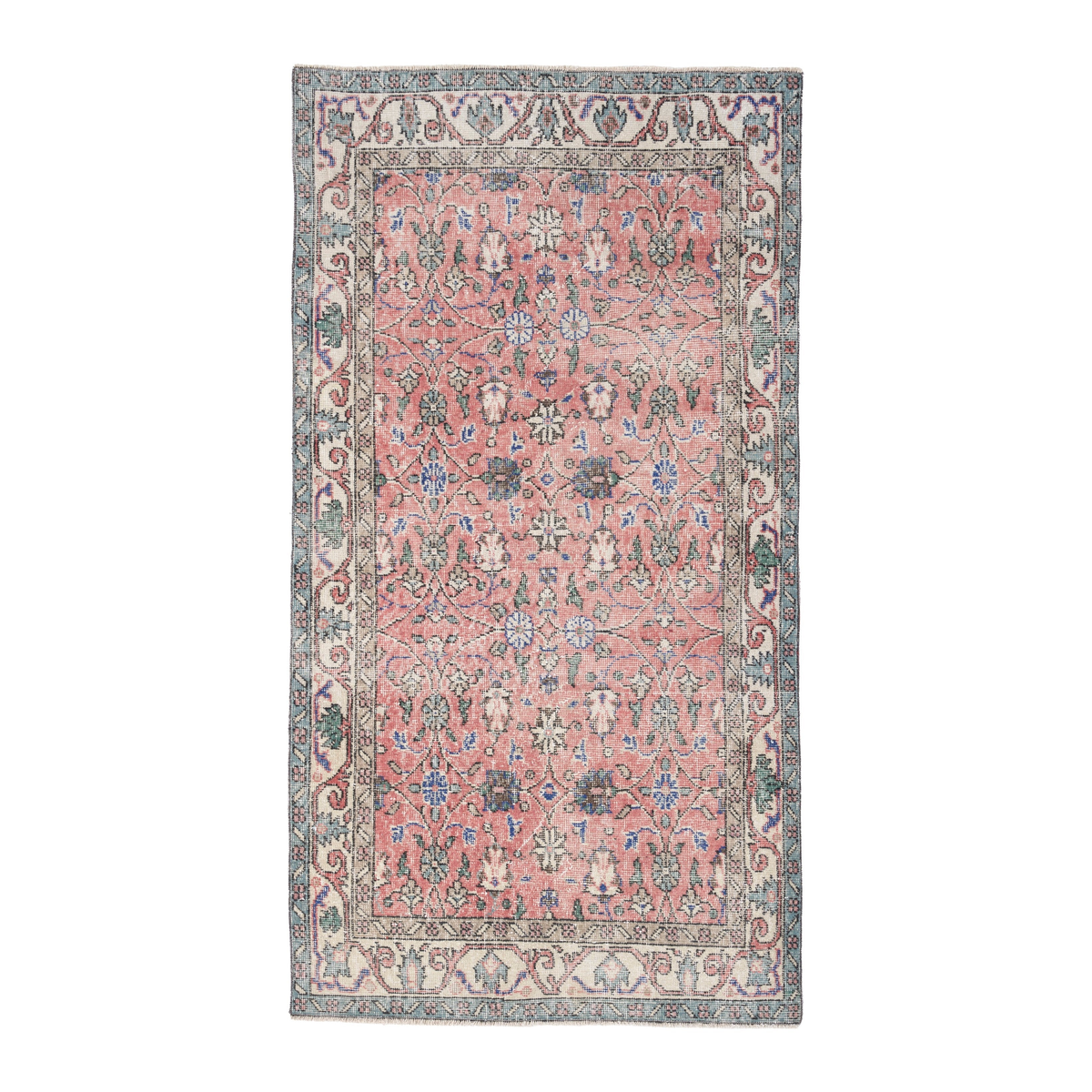 Turkish Isparta area rug in dusty rose and cream, 3'8" x 6'8"