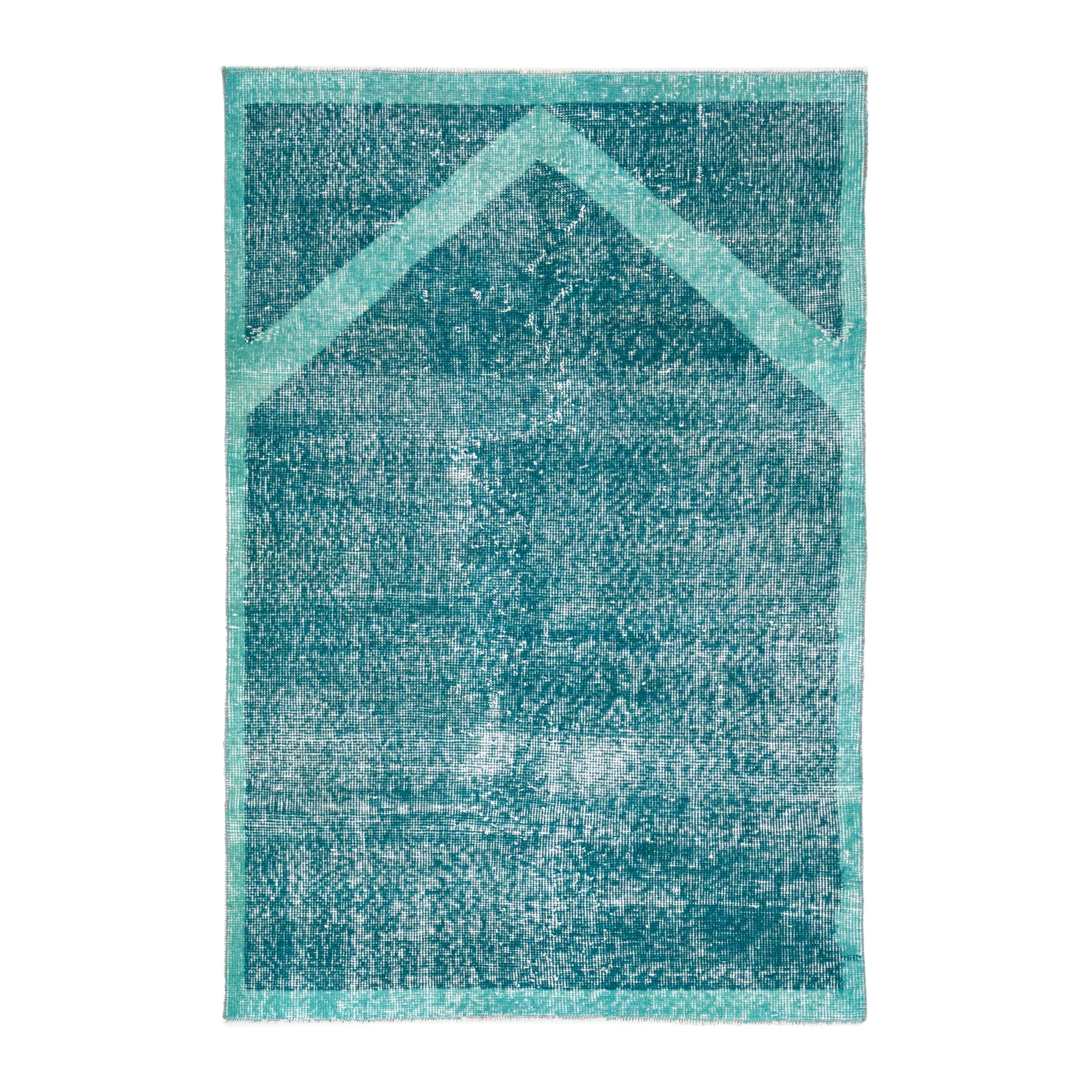 Turkish Isparta accent rug in teal and turquoise, 3'3" x 4'10"