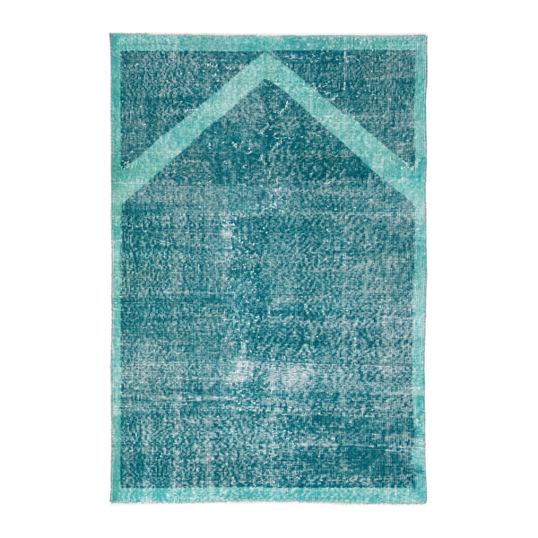 Turkish Isparta accent rug in teal and turquoise, 3'3" x 4'10"
