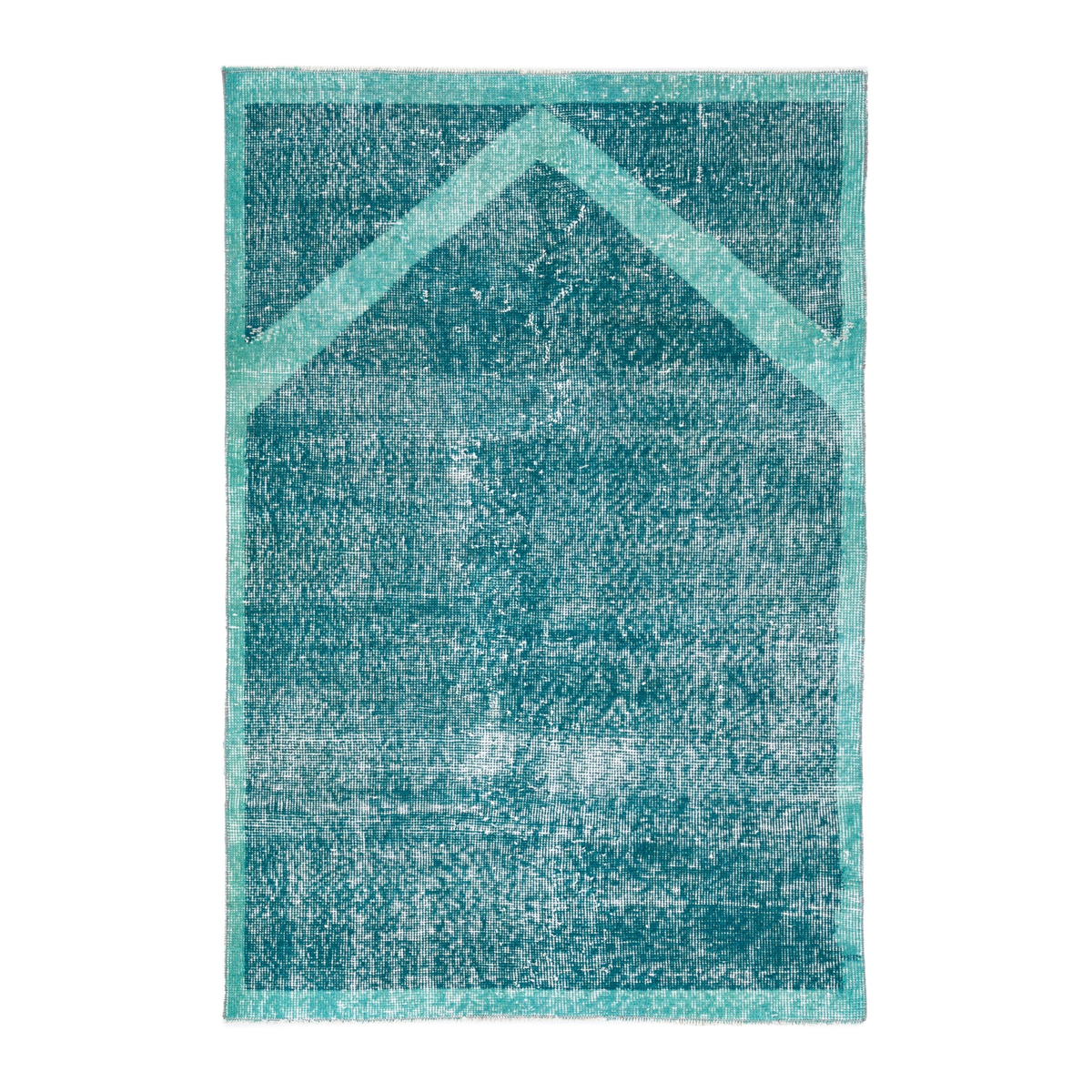 Turkish Isparta accent rug in teal and turquoise, 3'3" x 4'10"