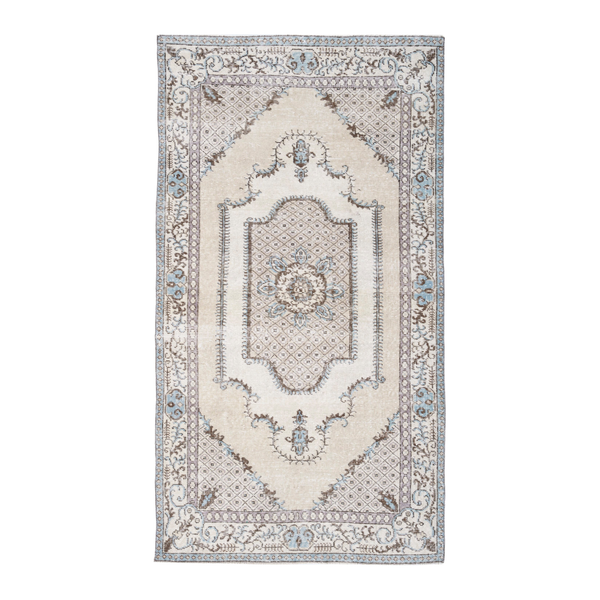 Turkish Isparta area rug in cream and taupe, 3'9" x 6'8"