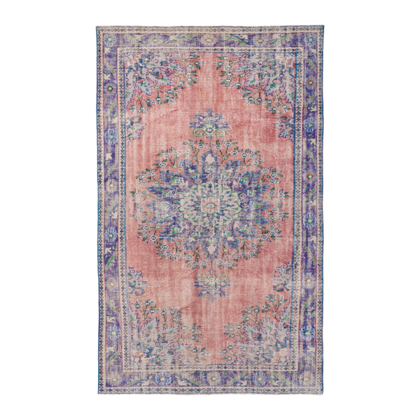 Turkish Manisa area rug in dusty rose and plum, 6'5" x 10'3"