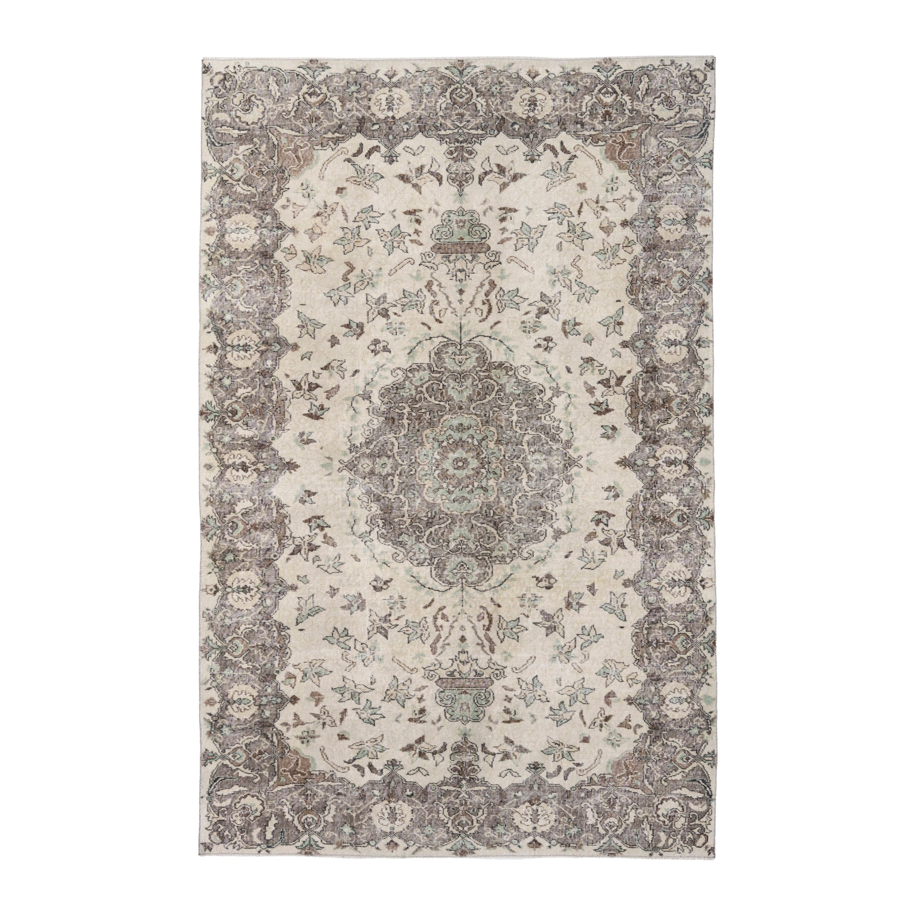 Turkish Isparta area rug in cream and taupe, 6'4" x 10'2"