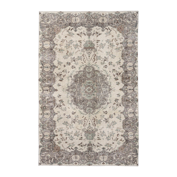Turkish Isparta area rug in cream and taupe, 6'4" x 10'2"