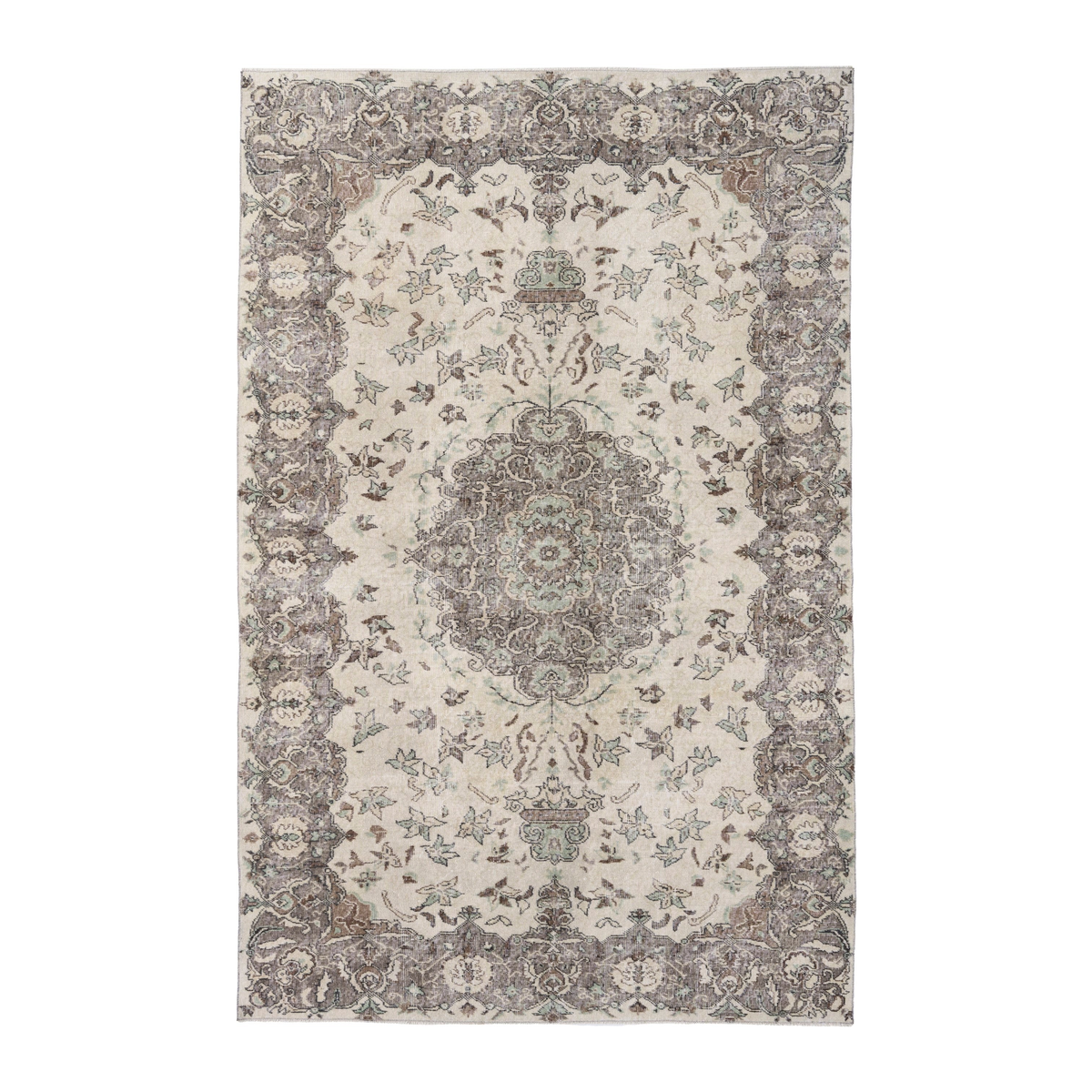 Turkish Isparta area rug in cream and taupe, 6'4" x 10'2"