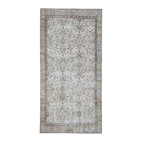 Turkish Isparta accent rug in ivory and greige, 3'3" x 6'6"