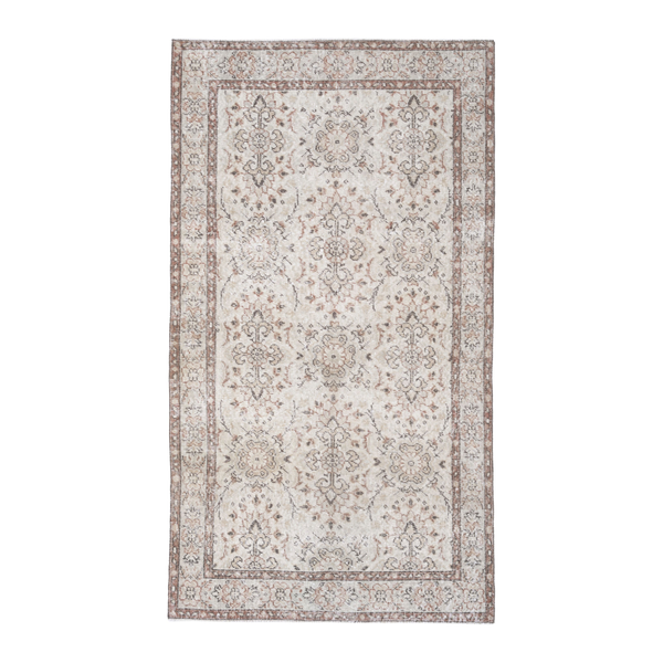Turkish Isparta area rug in cream and greige, 3'8" x 6'9"