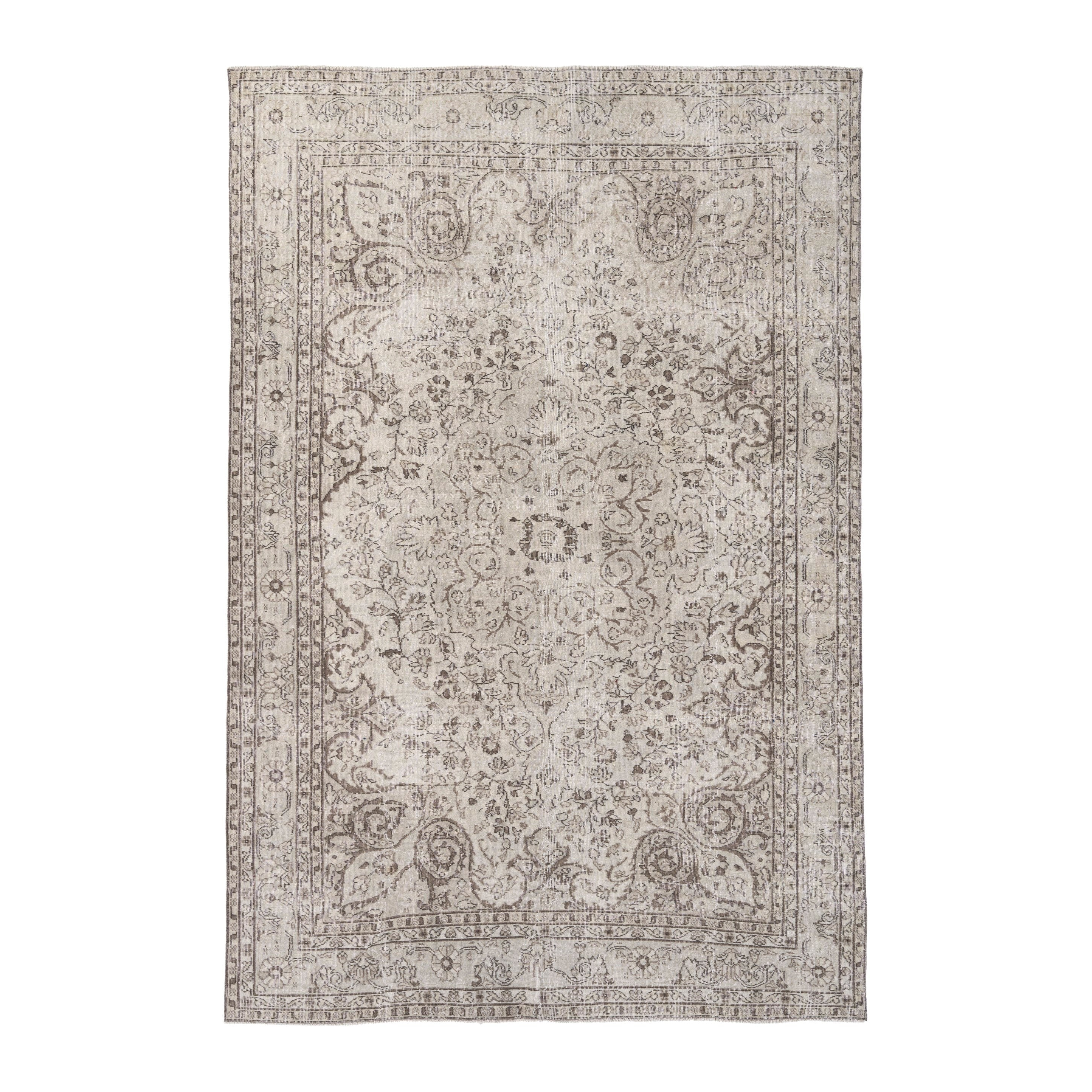 Turkish Isparta area rug in cream and taupe, 6'11" x 10'5"