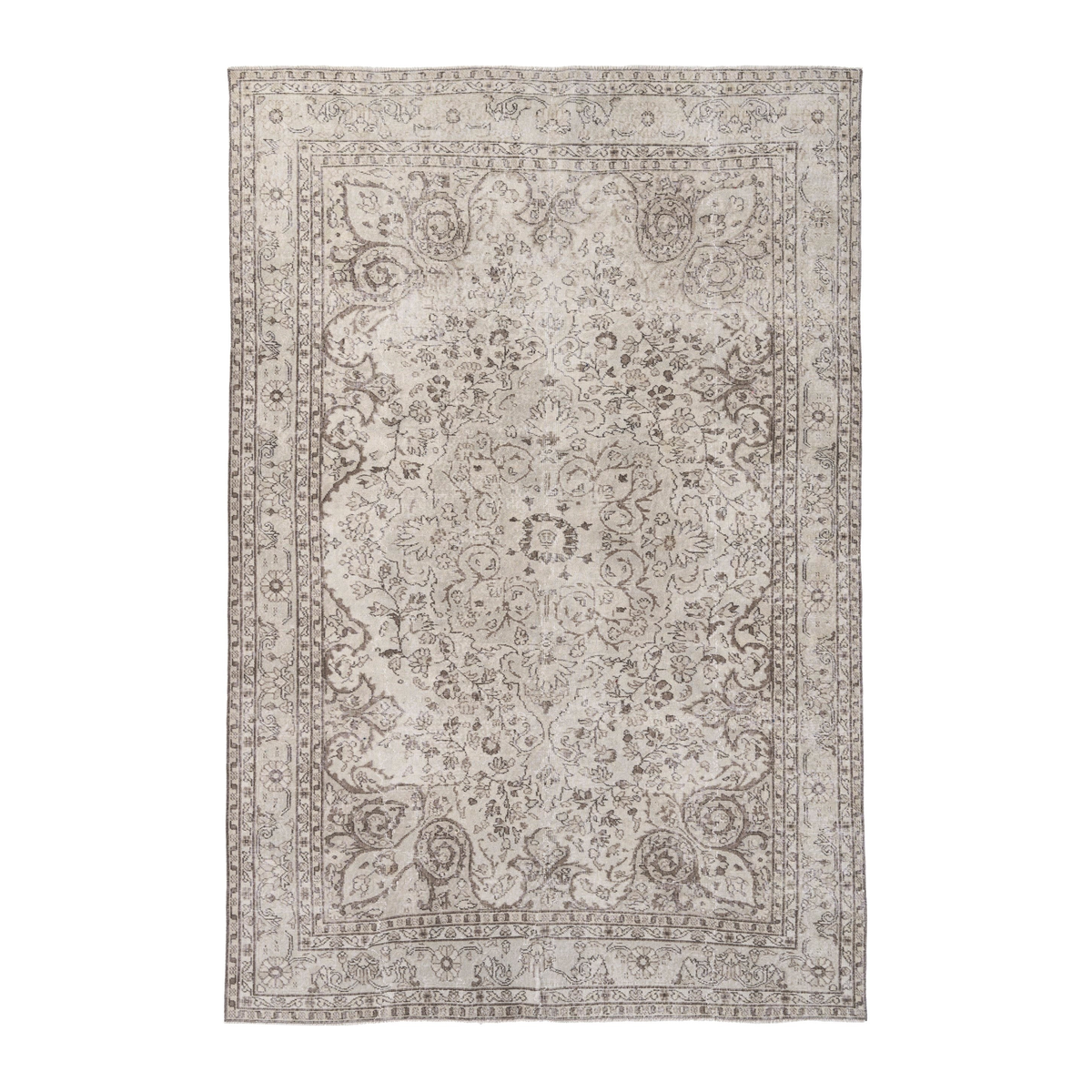 Turkish Isparta area rug in cream and taupe, 6'11" x 10'5"