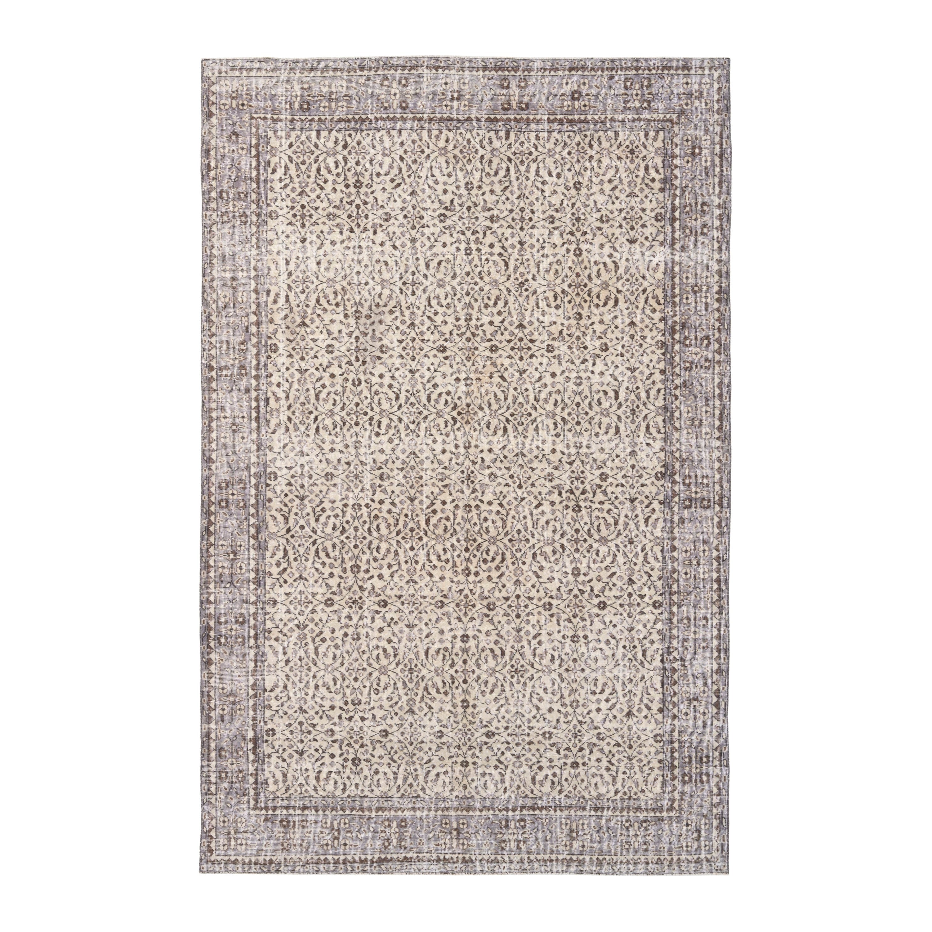 Turkish Isparta area rug in cream and greige, 6'9" x 10'4"