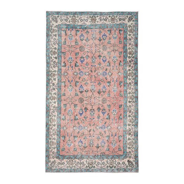 Turkish Isparta area rug in dusty rose and cream, 3'10" x 6'9"