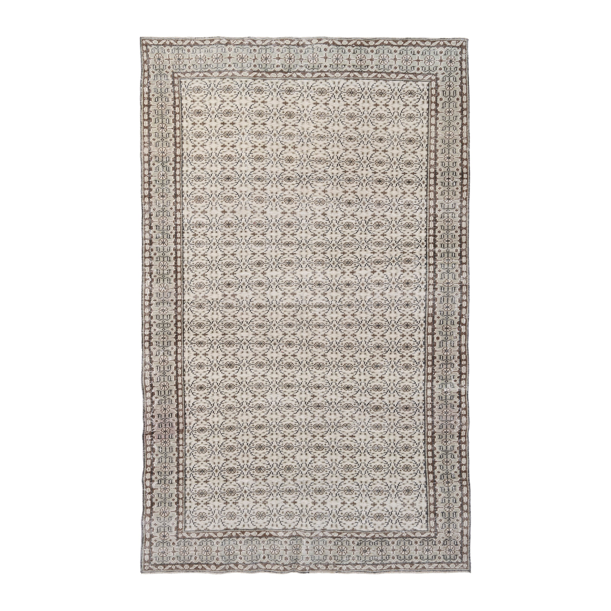 Turkish Manisa area rug in cream and taupe, 6'5" x 10'2"