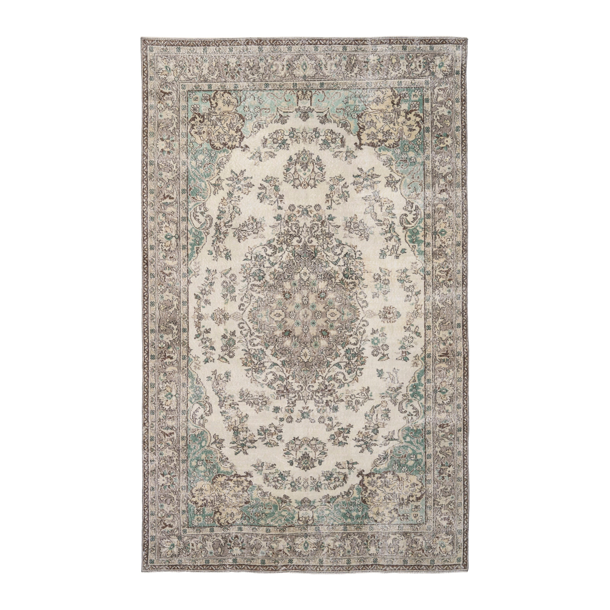 Turkish Isparta oversized rug in cream and greige, 6'8" x 10'10"