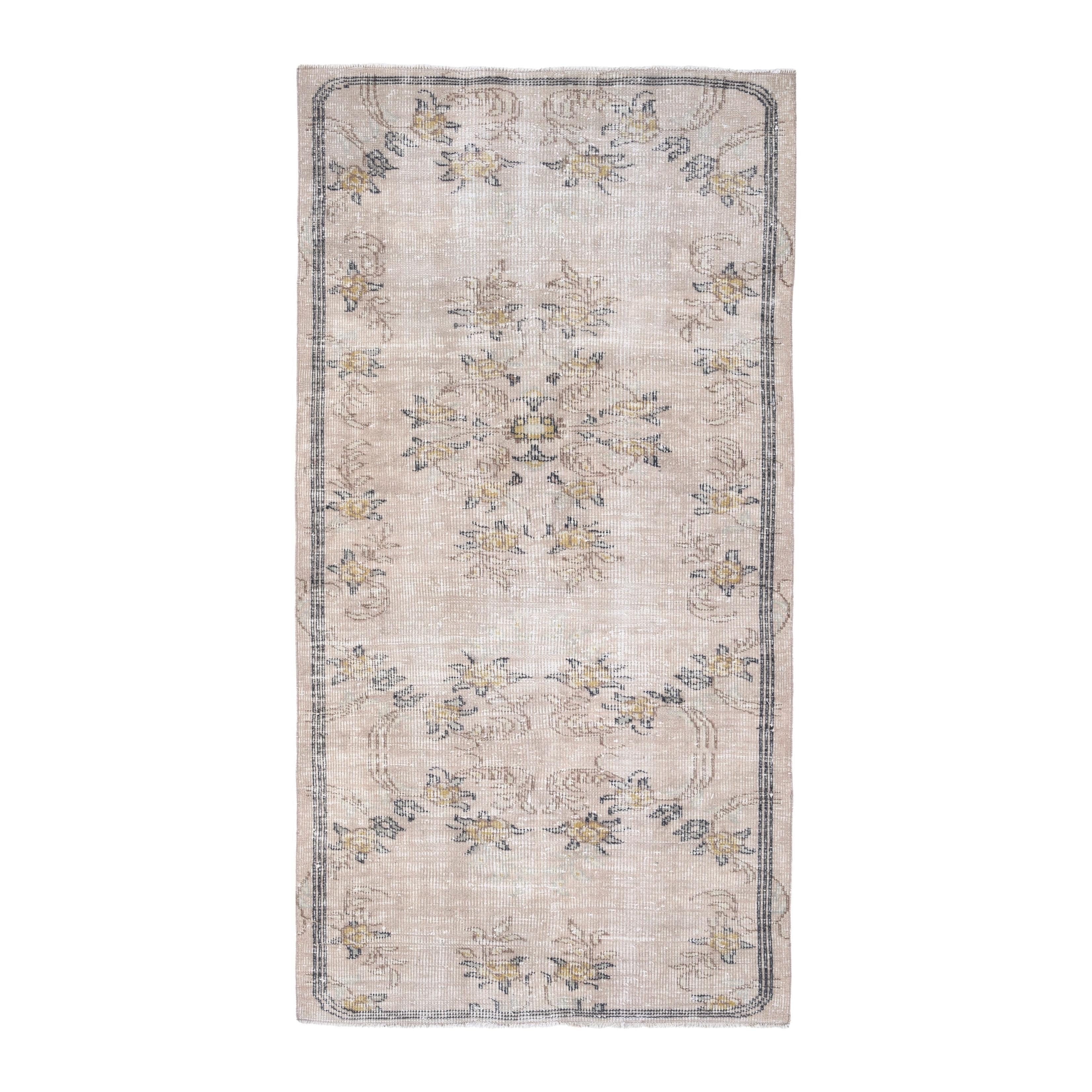 Turkish Isparta area rug in cream and straw, 3'11" x 6'11"