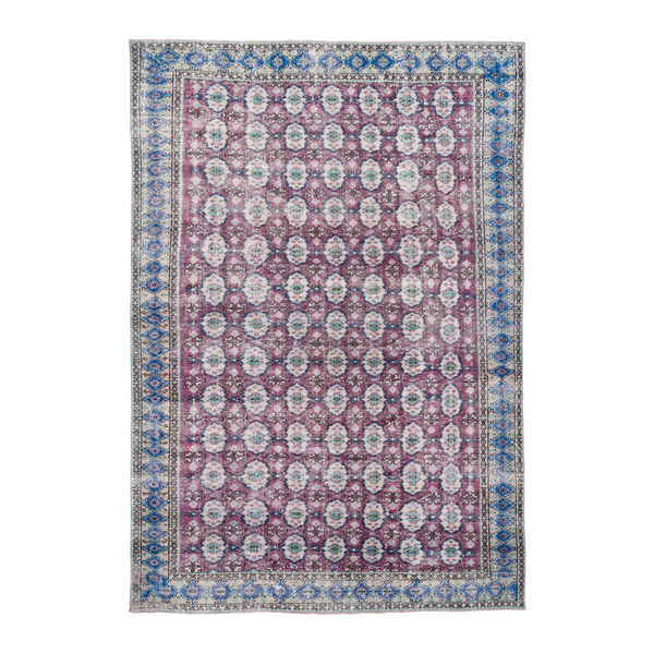 Turkish Manisa area rug in burgundy and navy, 6'9" x 9'11"