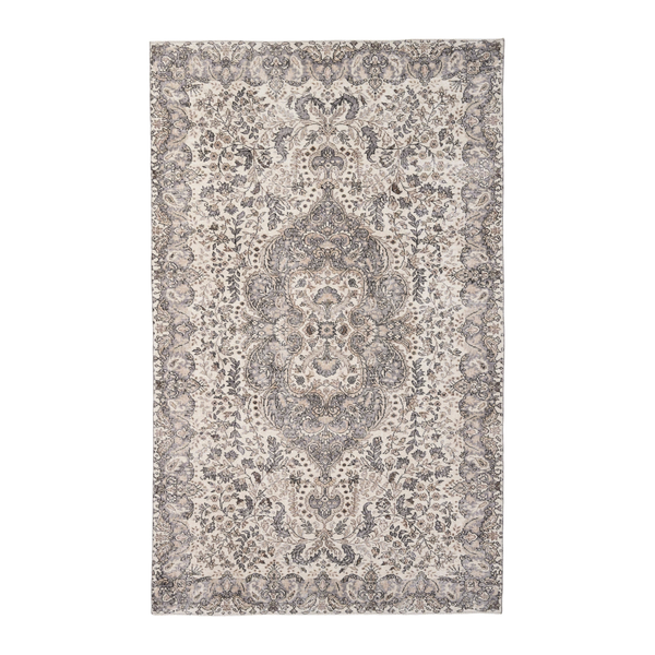 Turkish Isparta area rug in cream and stone, 6'3" x 10'2"