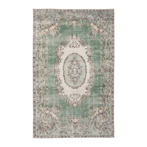 Turkish Isparta oversized rug in sage and cream, 6'7" x 10'6"
