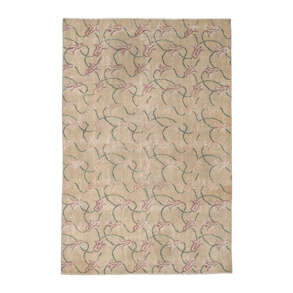 Turkish Isparta accent rug in beige and sage, 3'11" x 5'11"