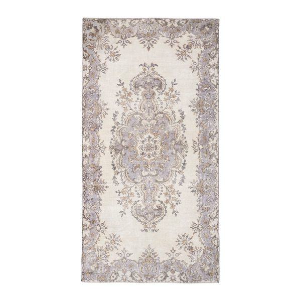 Turkish Isparta area rug in cream and greige, 3'8" x 7'