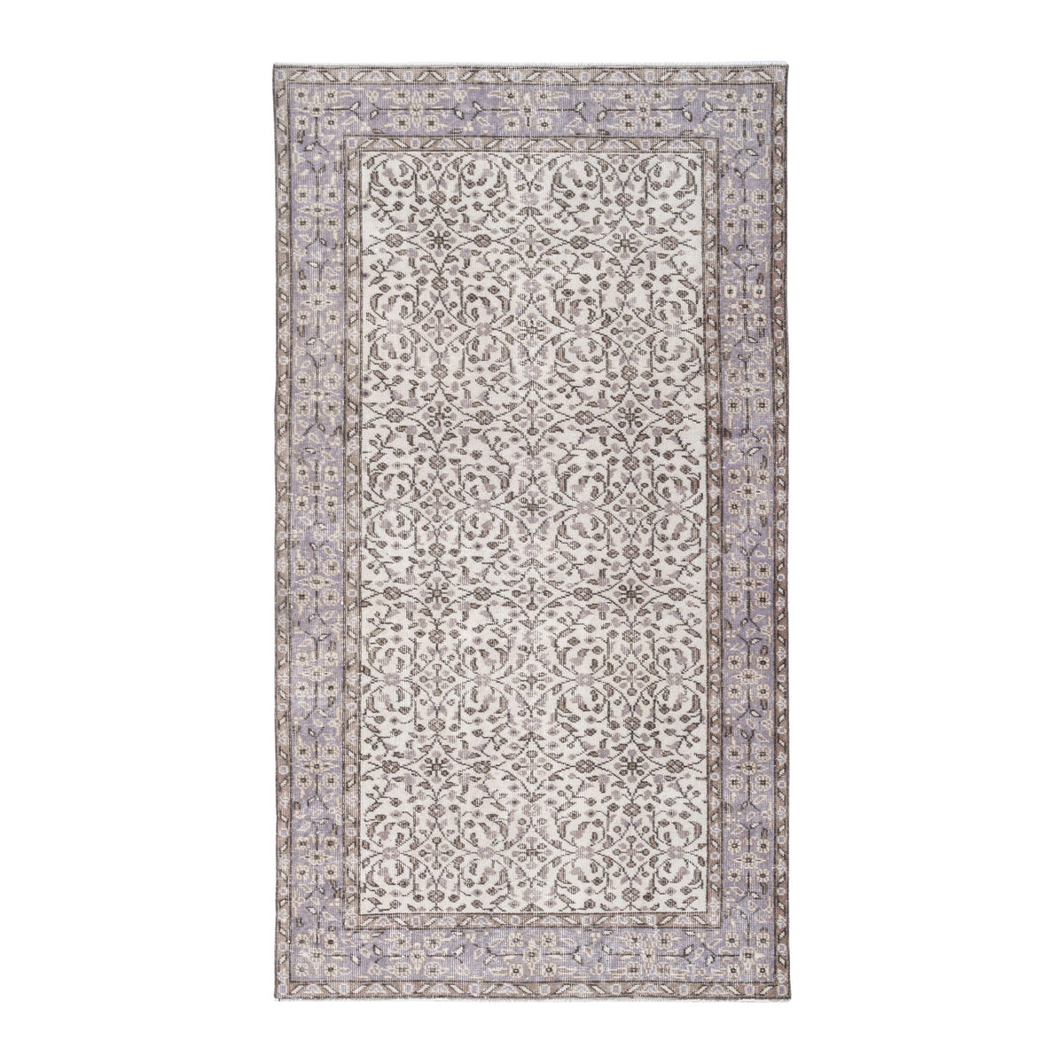 Turkish Isparta area rug in cream and dusty rose, 3'9" x 6'10"