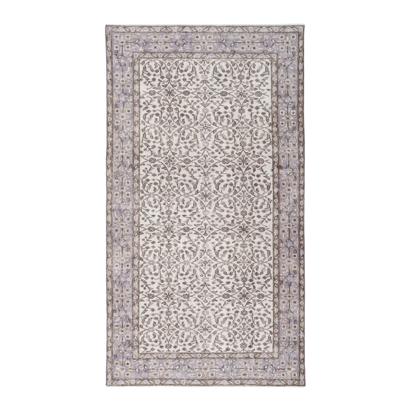 Turkish Isparta area rug in cream and dusty rose, 3'9" x 6'10"