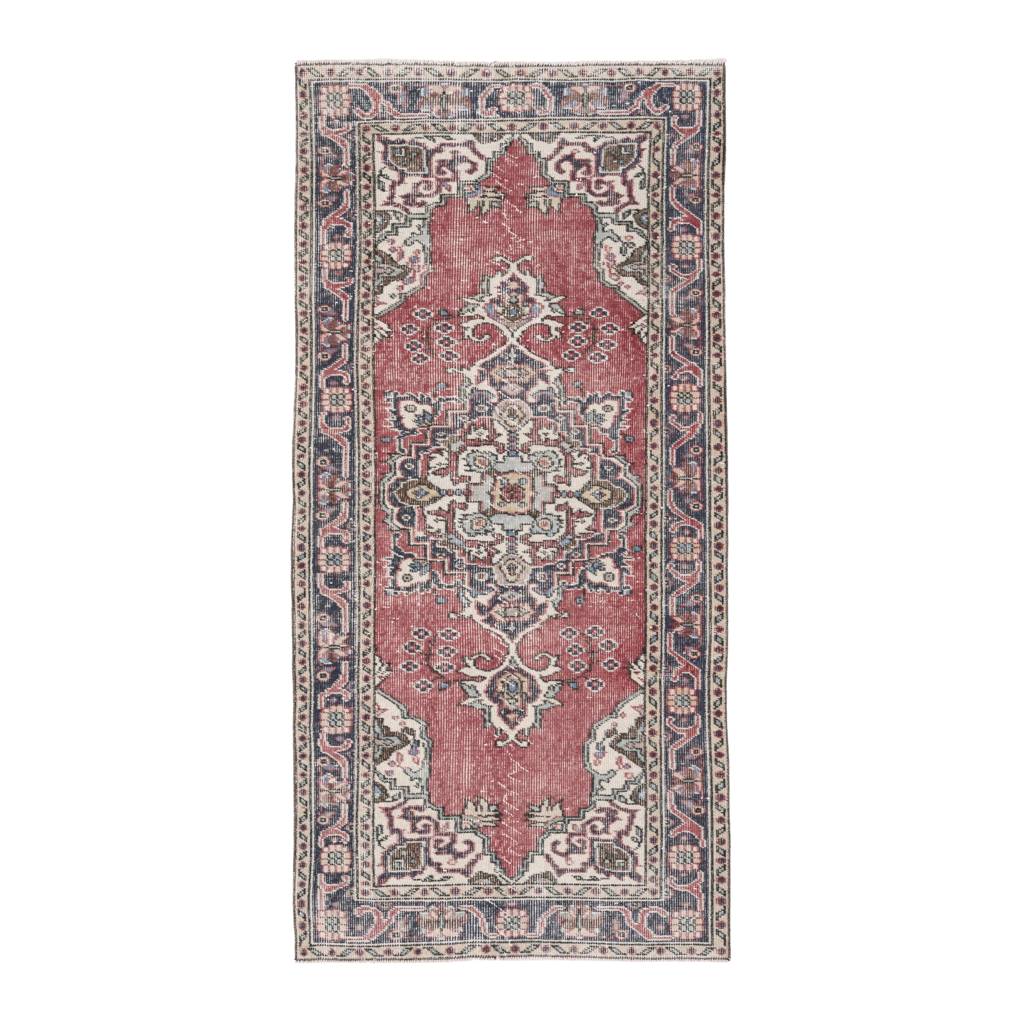 Turkish Isparta runner rug in rose and cream, 3'1" x 6'5"